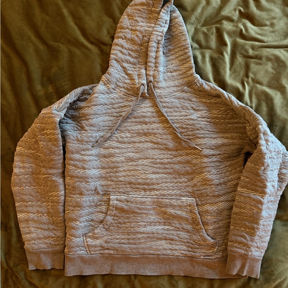 Prana Heathered Light Gray Quilted Hoodie